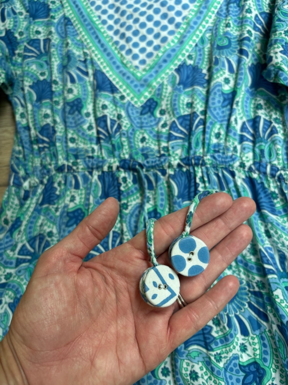Gretchen Scott Blue Paisley Resort Dress XS | Boho Tunic Mini Coverup - Picture 7 of 15